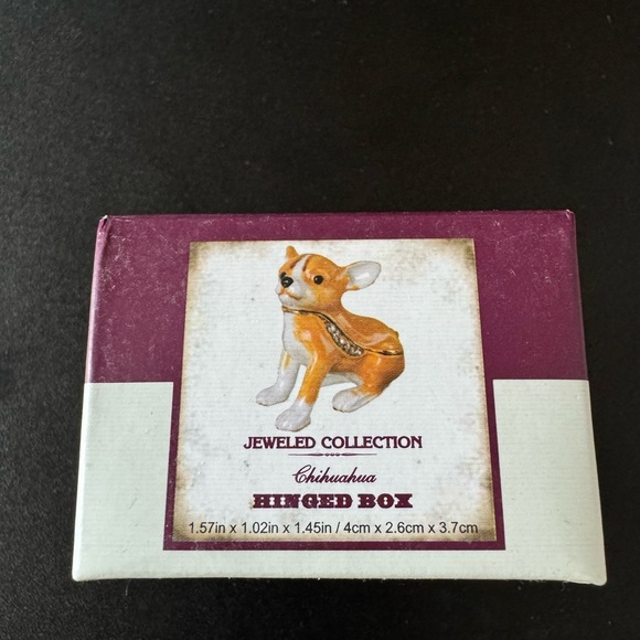 Jeweled Collection Hinged Ceramic Chihuahua Box - Picture 2 of 10